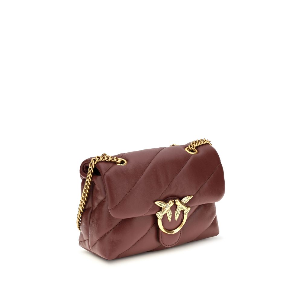 PINKO Bordeaux Calf Leather Bos Taurus Shoulder Bag