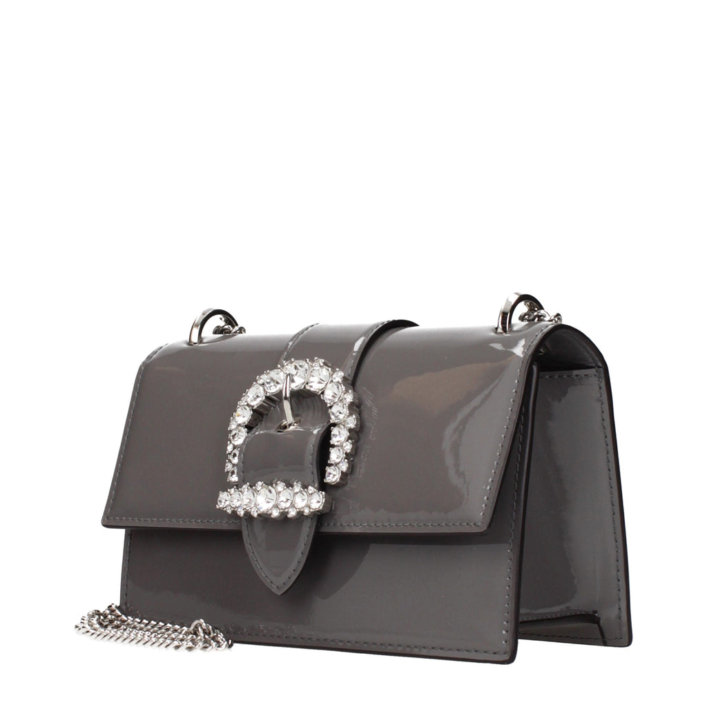 Jimmy Choo Gray Leather Shoulder Bag