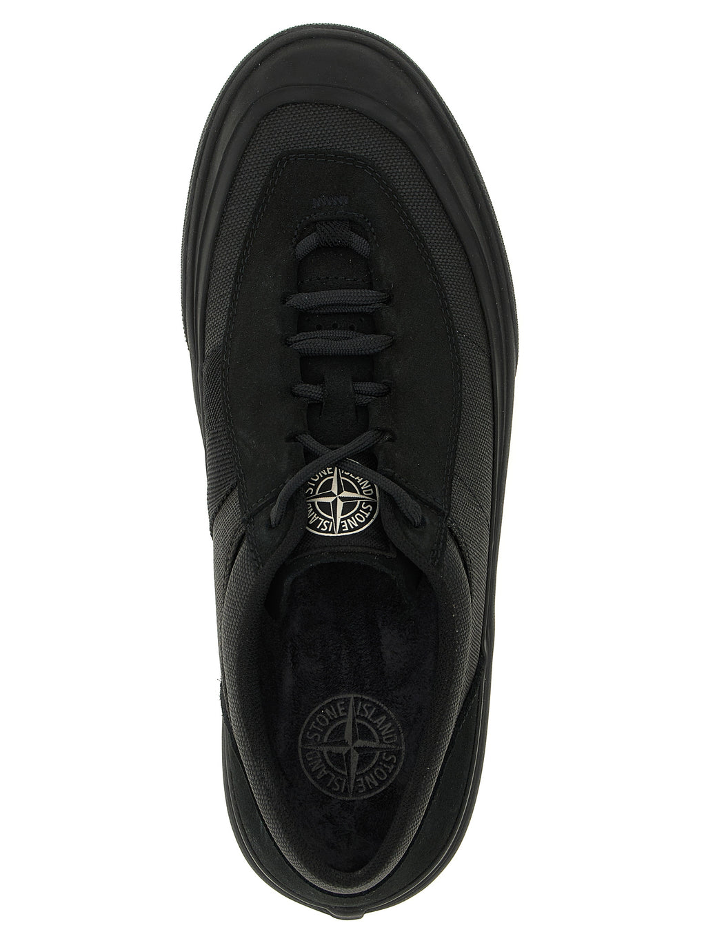 Stone Island Black Cotton Low Top Sneakers