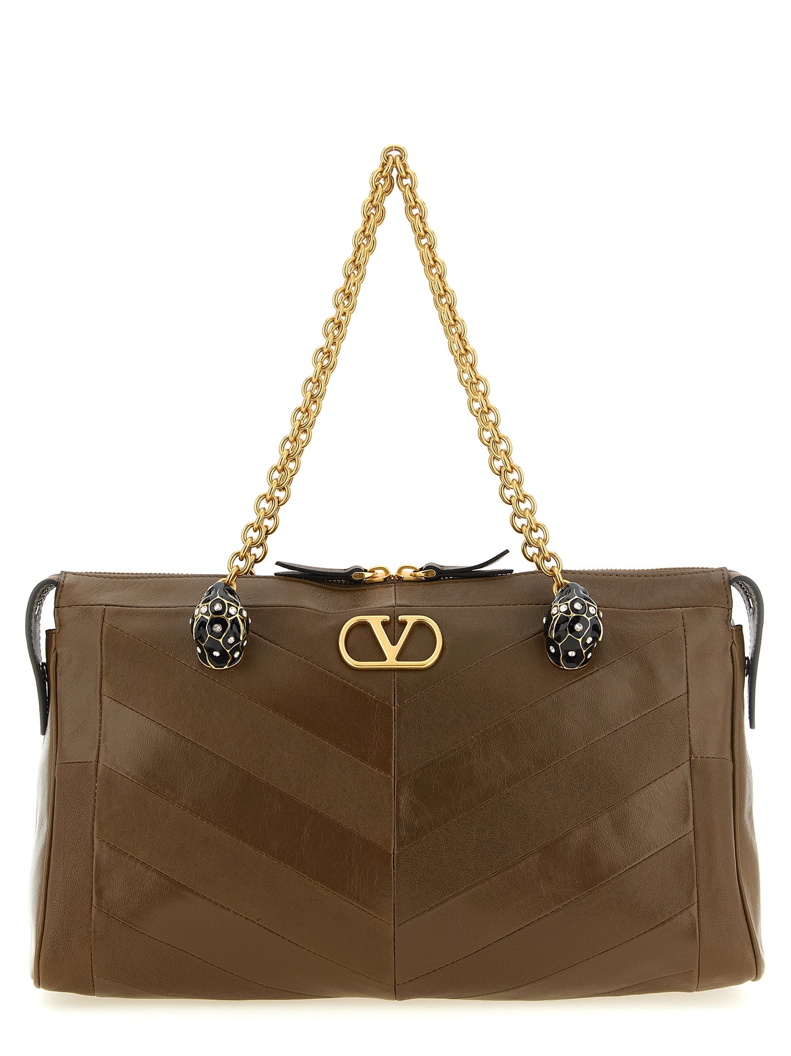 Valentino Garavani Brown Lamb Leather Shoulder Bag
