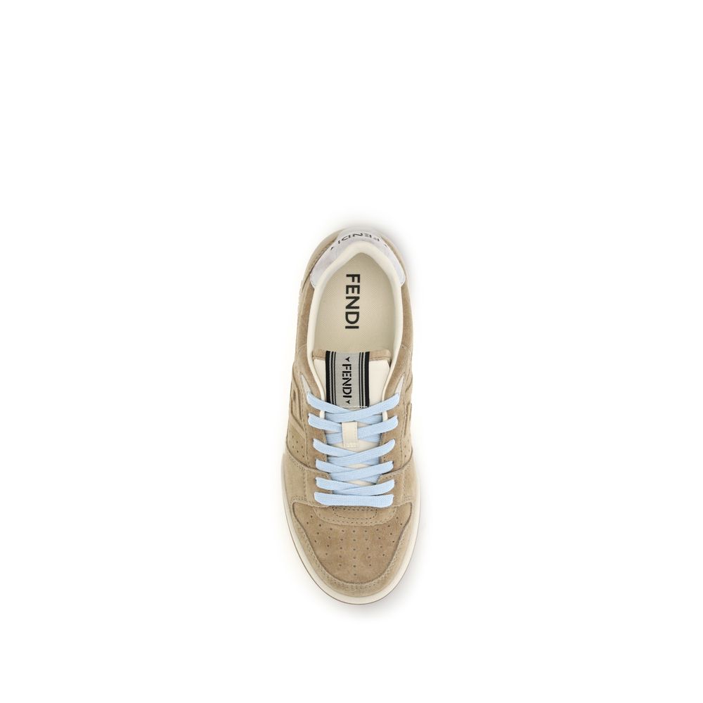 Fendi Beige Calf Leather Bos Taurus Athletic Sneakers