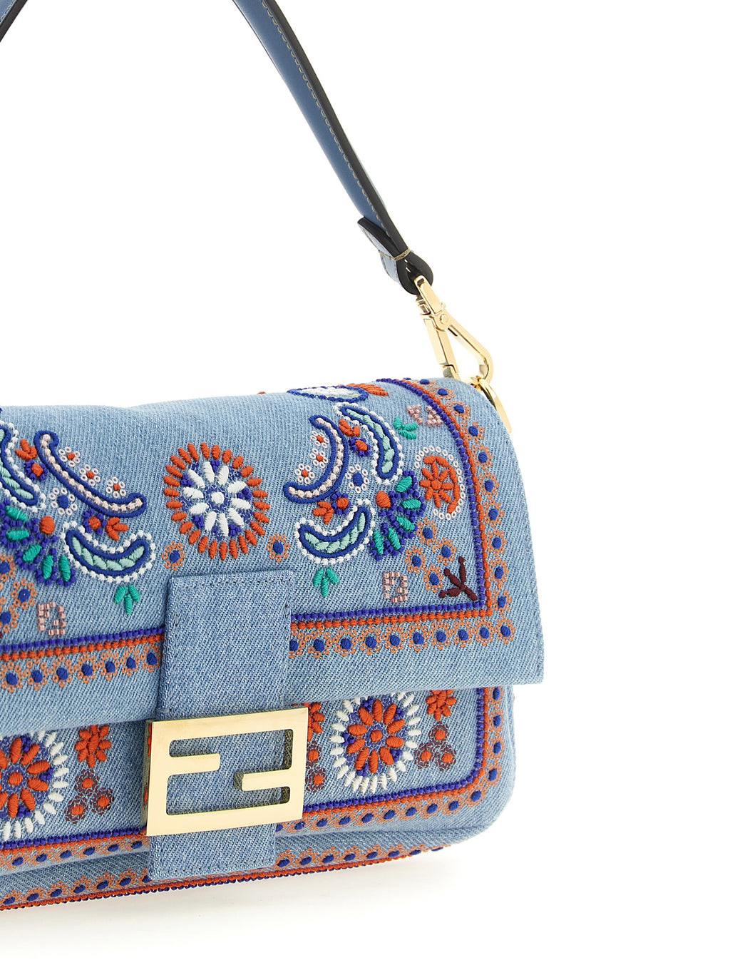 Fendi Blue Cotton Shoulder Bag