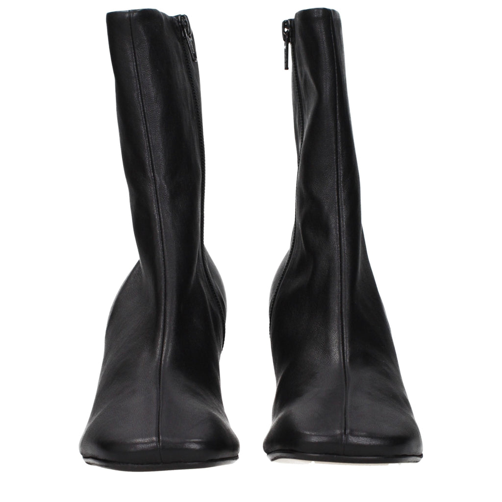 Dries Van Noten Black Leather Ankle Boots