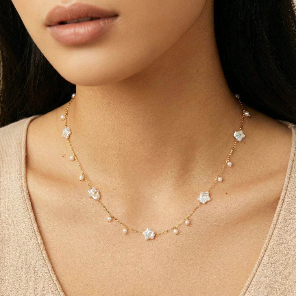 Celestial Pearl Stars Necklace | GL Dowdell