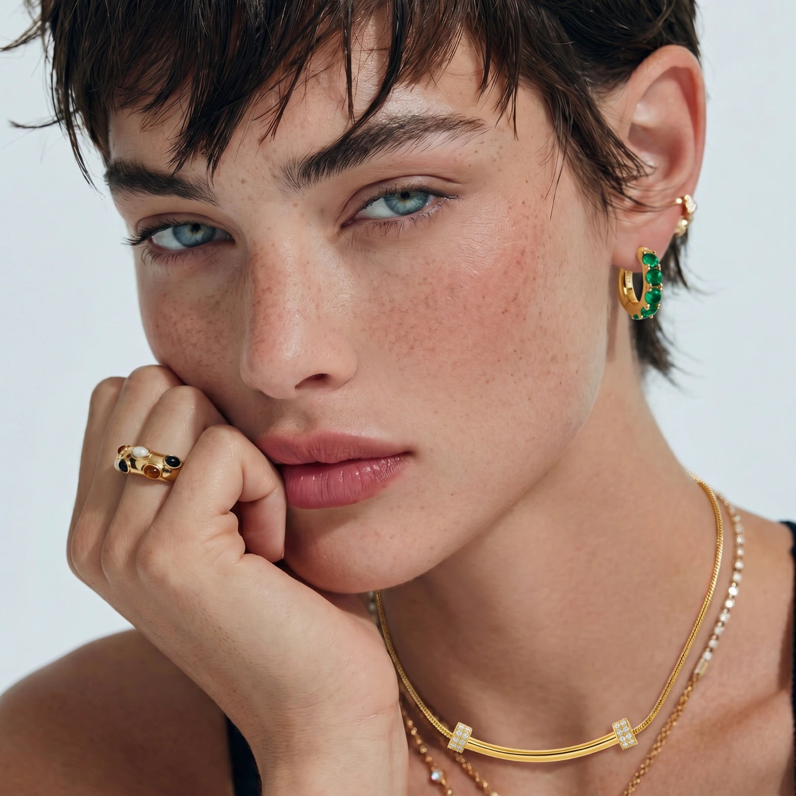 Emerald Huggie Hoops | GL Dowdell
