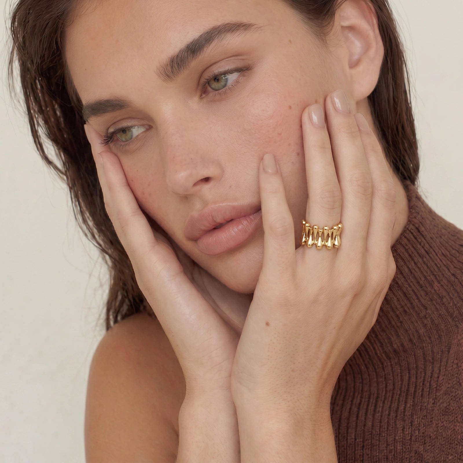 Golden Rope Sculpture Ring