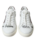 Dolce & Gabbana White Bordeaux Leather Logo Low Top Sneakers Shoes