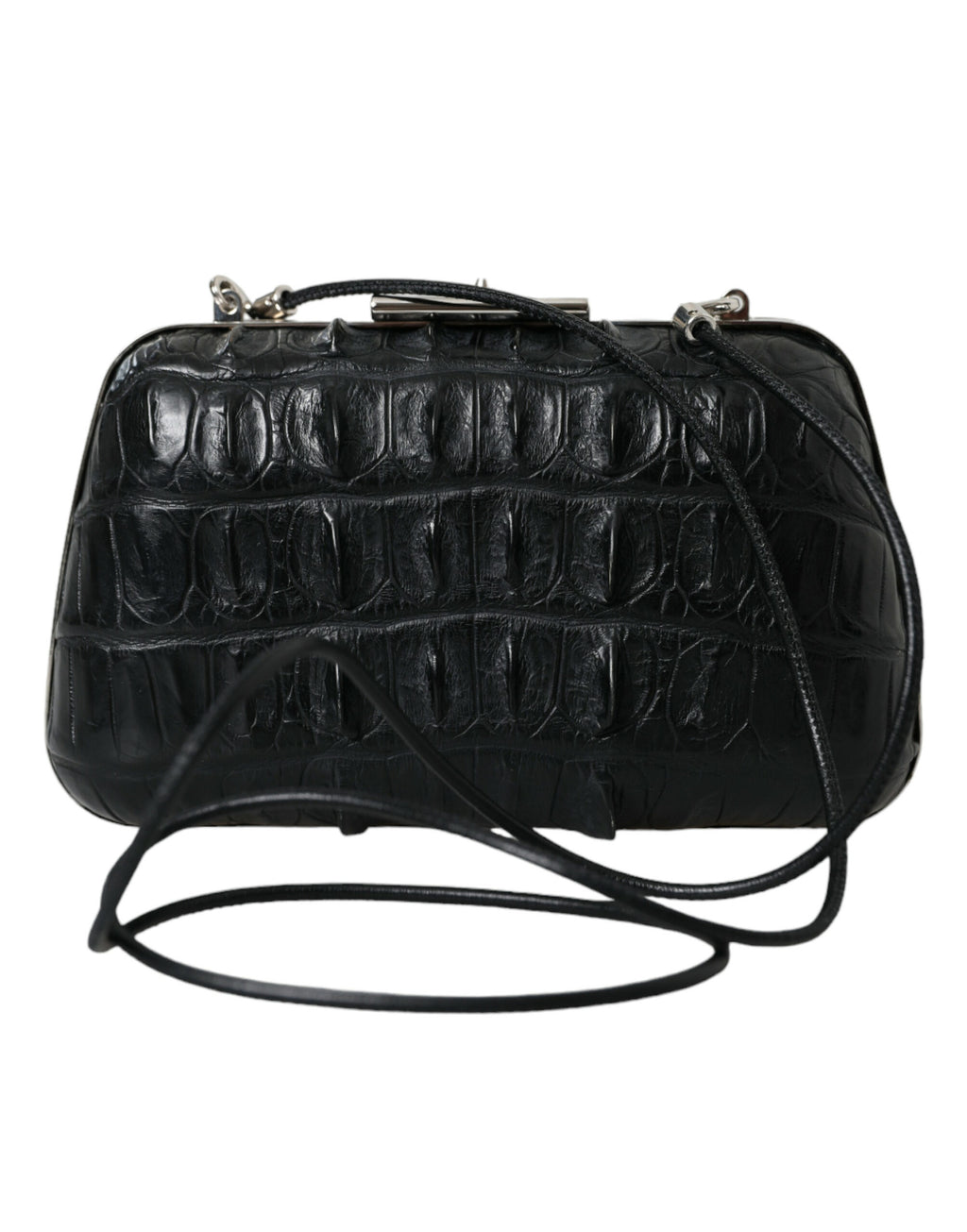 Balenciaga Black Exotic Skin Leather Shoulder Crossbody Box Clutch Bag