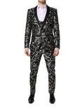 Dolce & Gabbana Dark Gray MARTINI Jacquard Men 3 Piece Suit