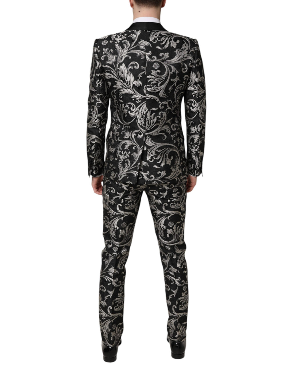 Dolce & Gabbana Dark Gray MARTINI Jacquard Men 3 Piece Suit