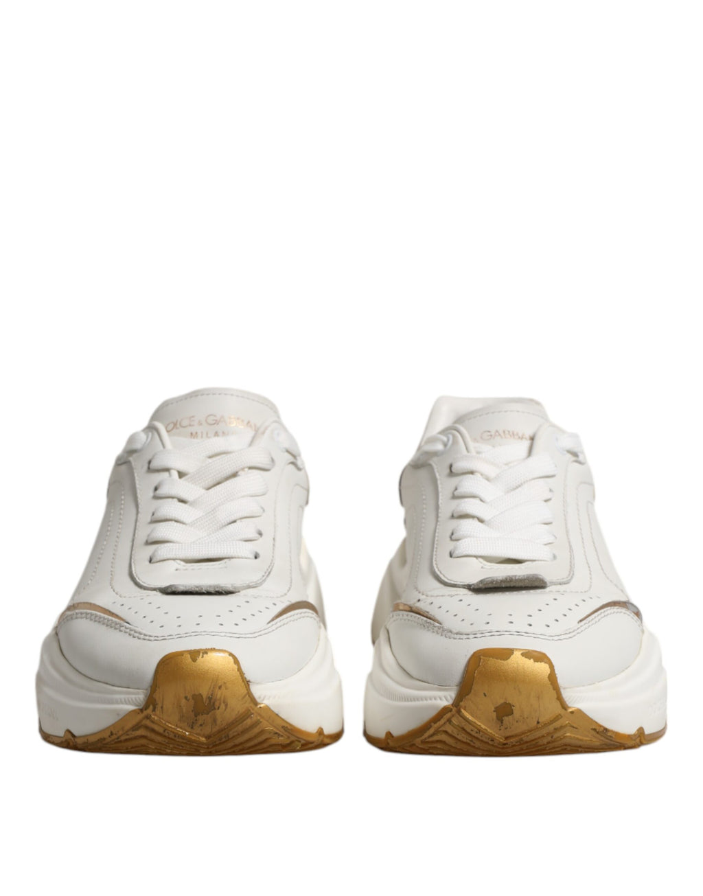 Dolce & Gabbana White Gold Daymaster Low Top Sneakers Shoes