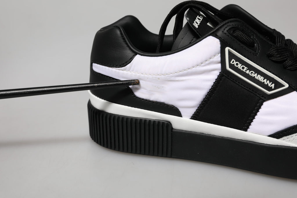 Dolce & Gabbana Black White Leather MIAMI Low Top Sneakers Shoes