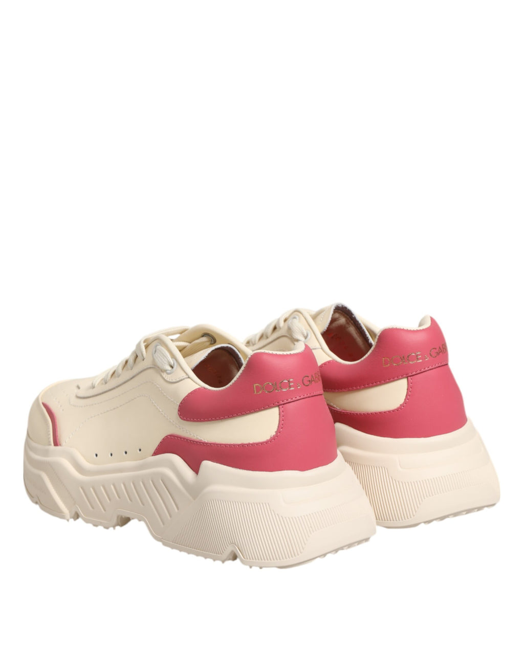 Dolce & Gabbana White Pink Leather Daymaster Sneakers Shoes