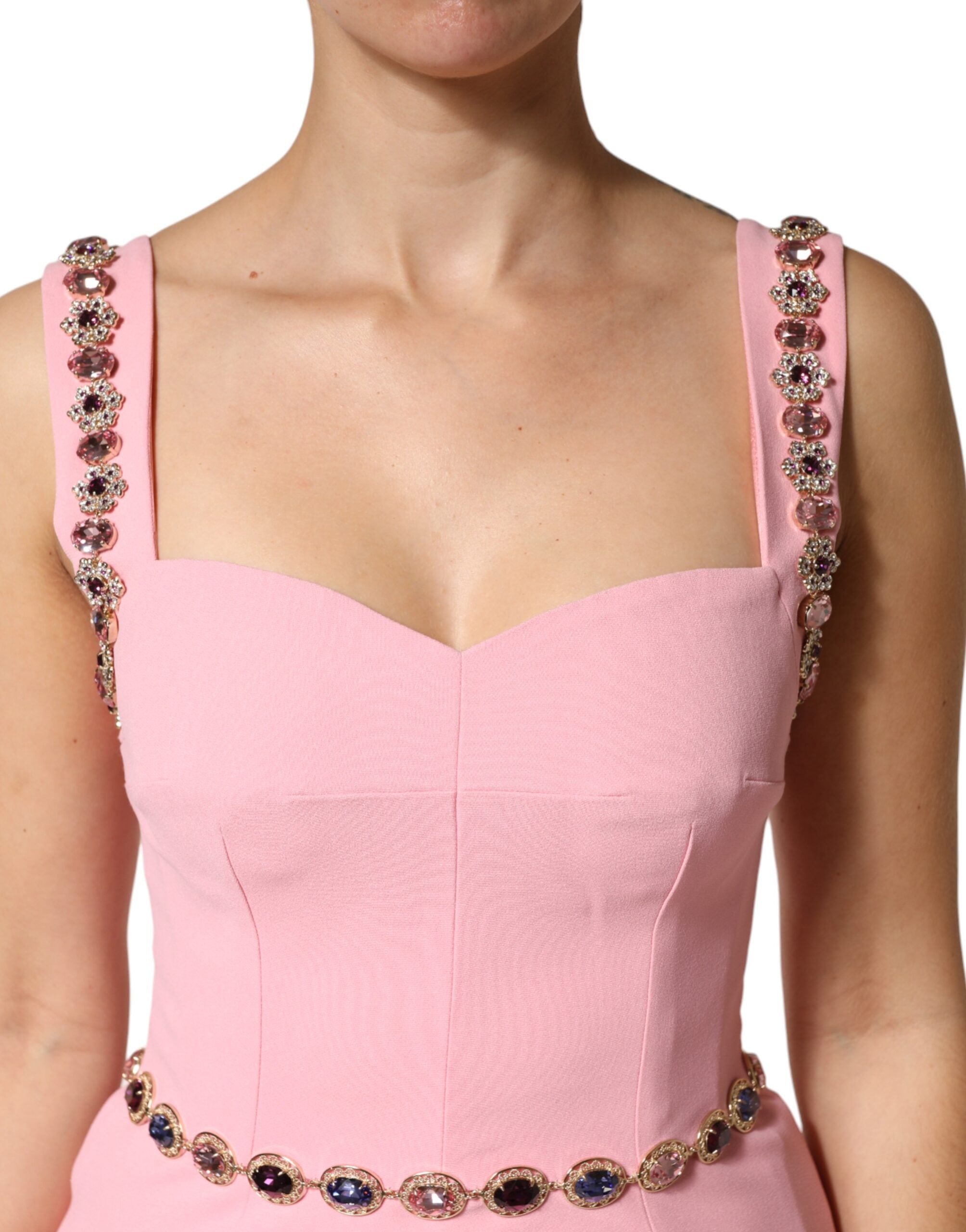 Dolce & Gabbana Pink Crystal Sheath Mermaid LongGown Dress