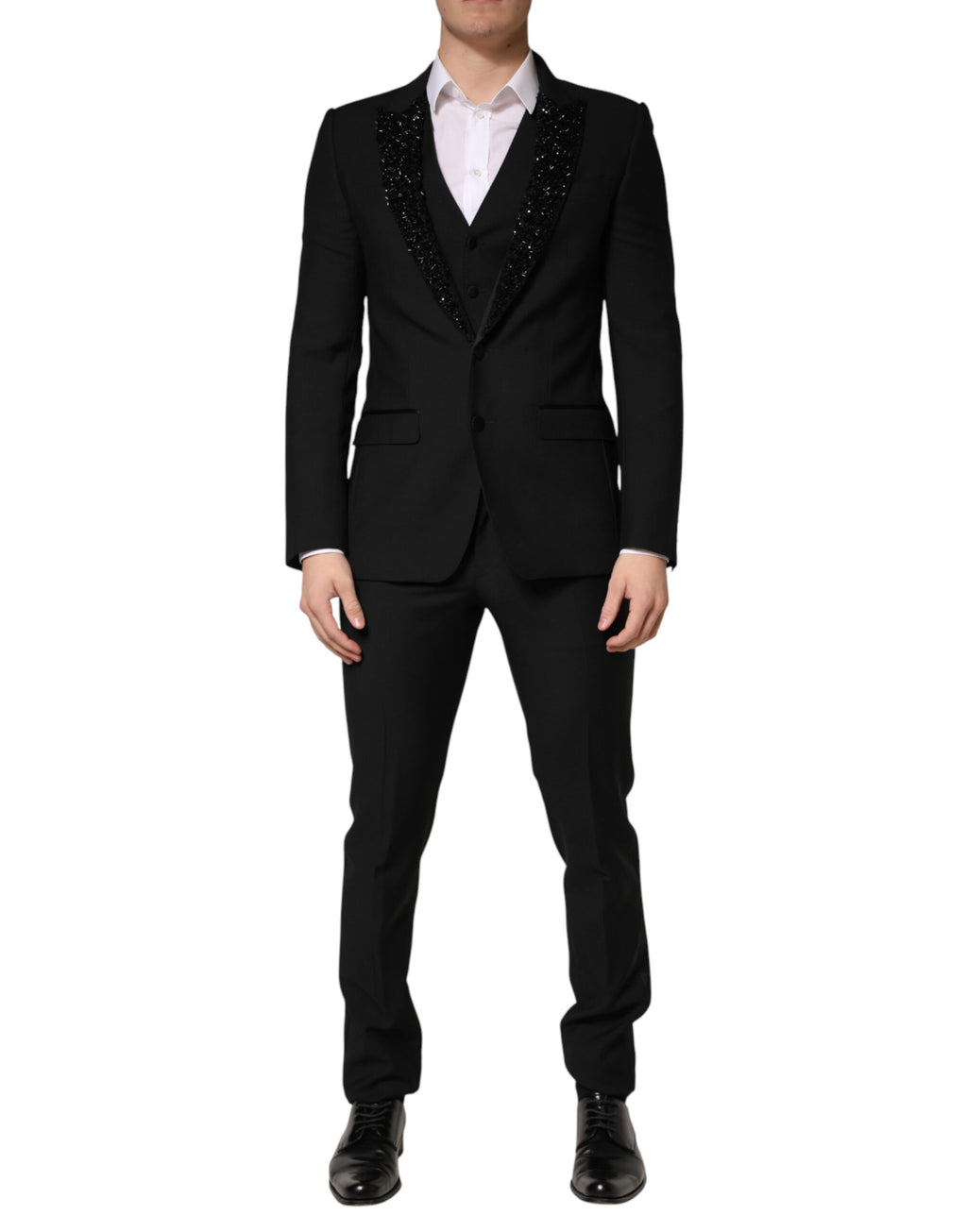 Dolce & Gabbana Dark Gray Wool Single Breasted 3 Piece Men Suit