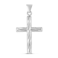 Sterling Silver Rhodium Plated Twisted Cross Pendant