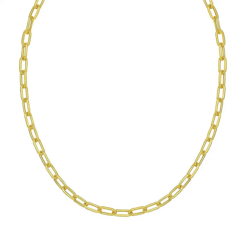 14K Yellow Gold Charm Lock Paperclip Chain