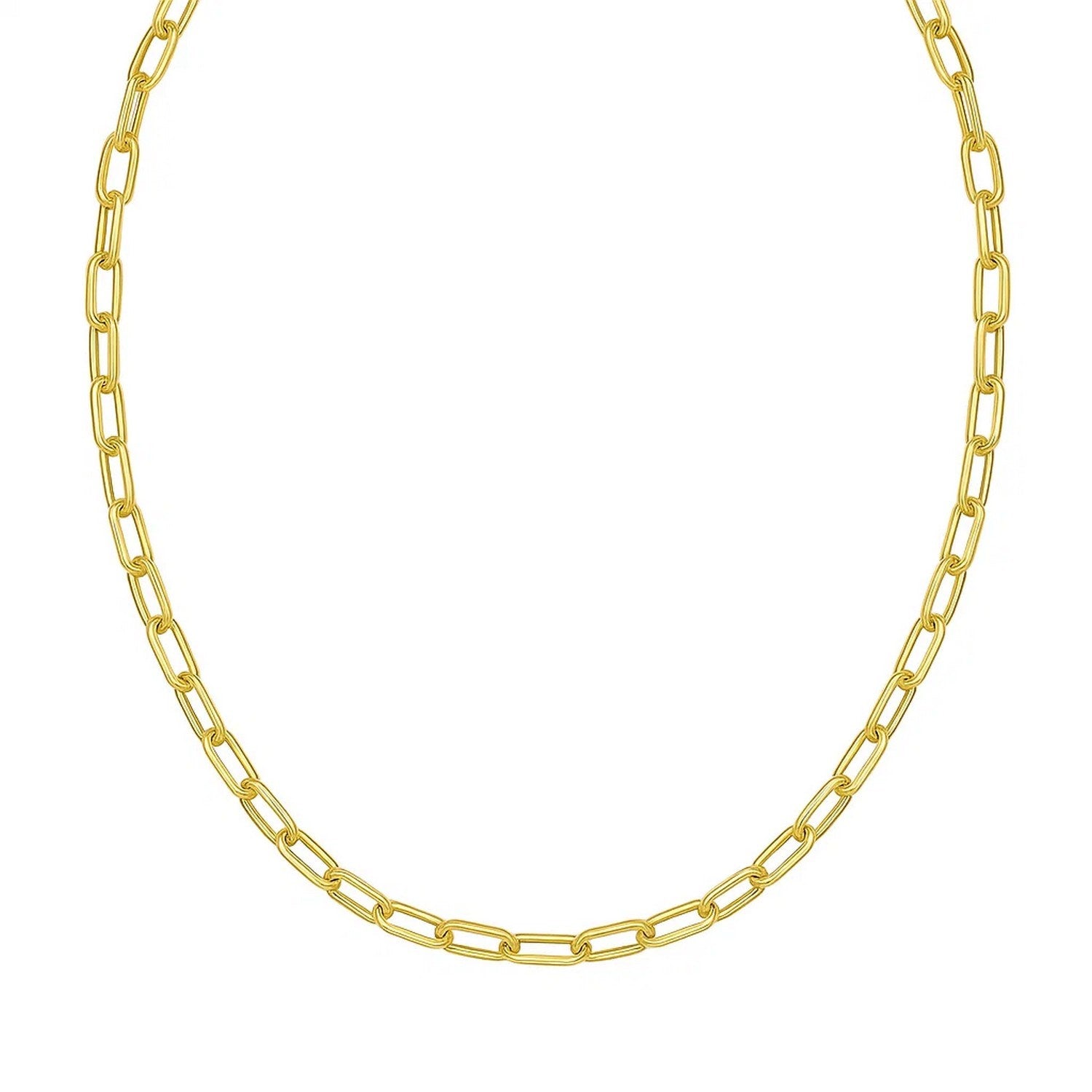 14K Yellow Gold Charm Lock Paperclip Chain