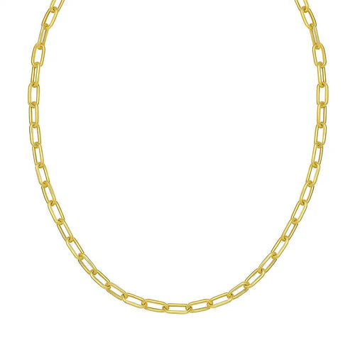 14K Yellow Gold Charm Lock Paperclip Chain