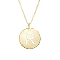 14K Yellow Gold Disc Initial R Pendant