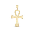 14k Yellow Gold High Polish Textured Ankh Pendant