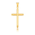 14k Yellow Gold Slim Cross Pendant with Slanted Ends