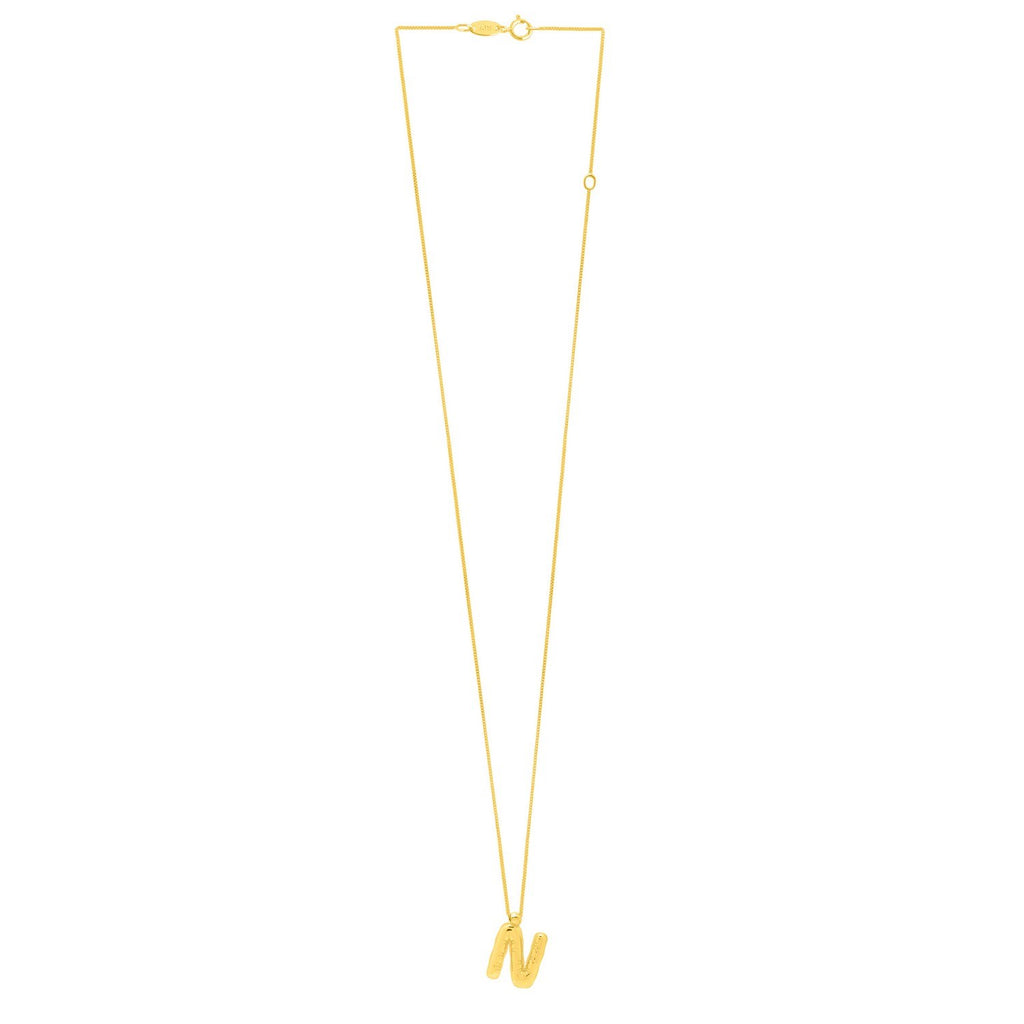 14K Yellow Gold Helium Initial N Pendant