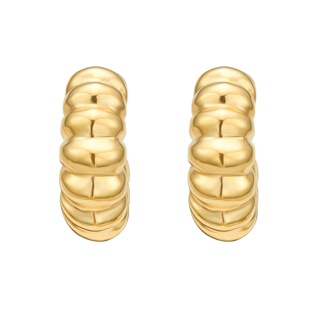 Sterling Silver Yellow Gold Plated Twisted C Hoop Earrings