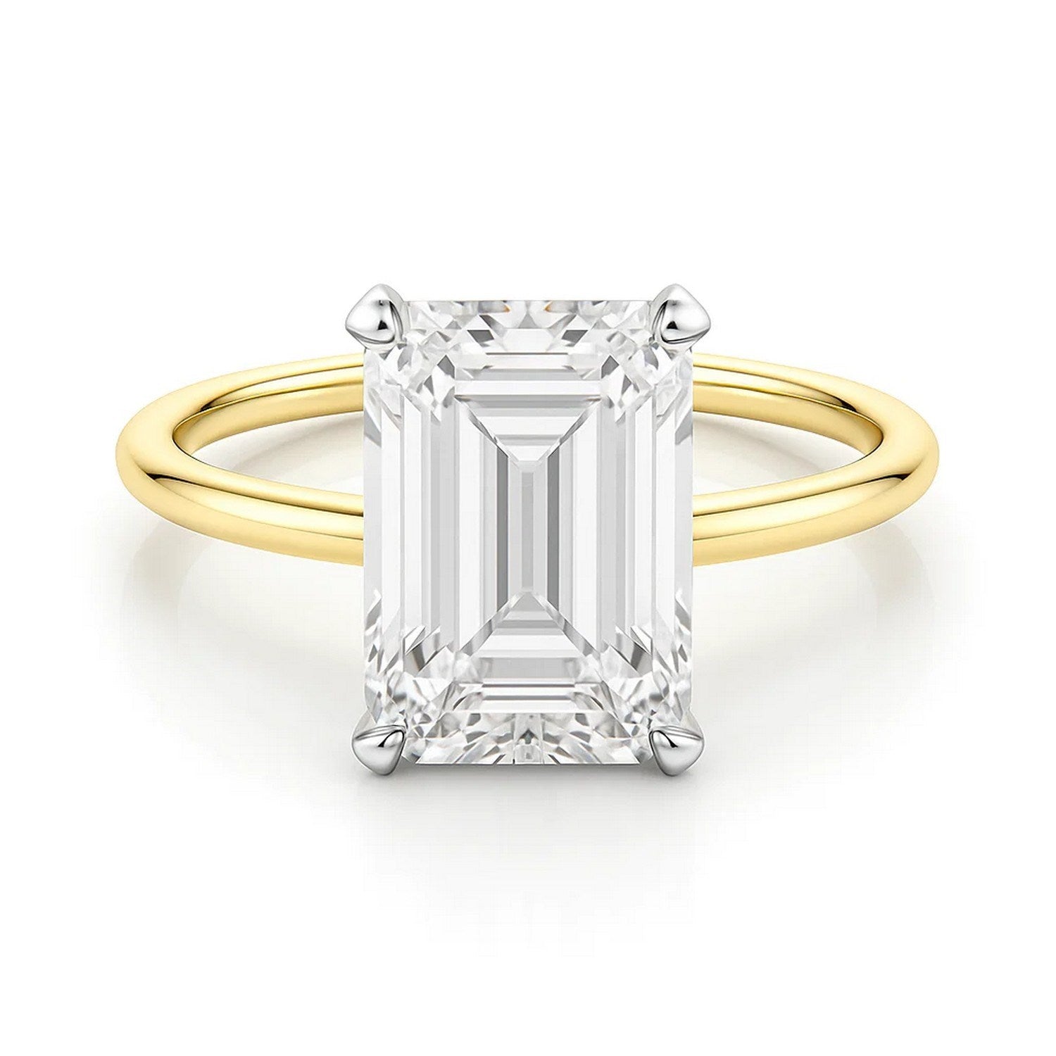 5 Carat Emerald Lab Grown IGI G/VS1 Diamond Solitaire Ring in 10K Yellow Gold