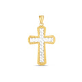 14k Two Tone Gold High Polish Diamond Cut Cross Pendant